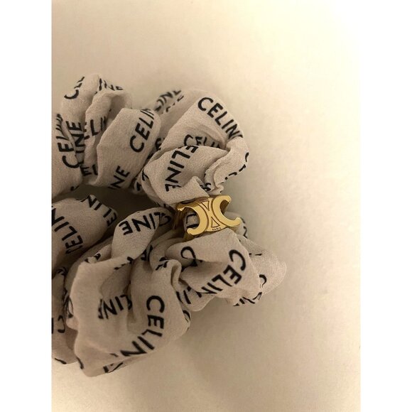 Celine Beige Hair Scrunchie With Gold Triomphe Logo Accent main image 3